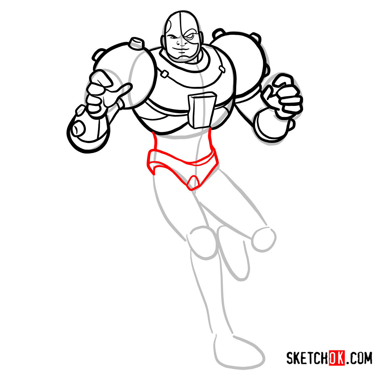 How to draw Cyborg | Teen Titans - step 10