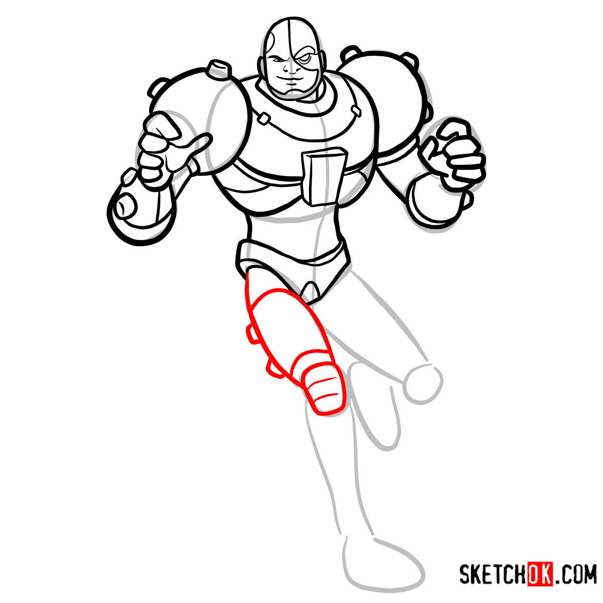 How to draw Cyborg | Teen Titans - step 11