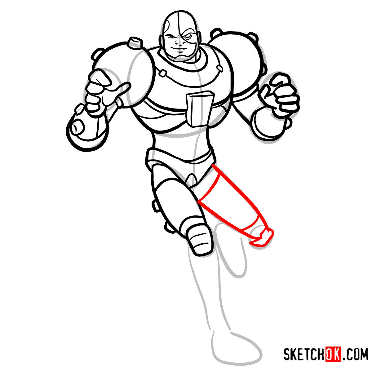 How to draw Cyborg | Teen Titans - step 12