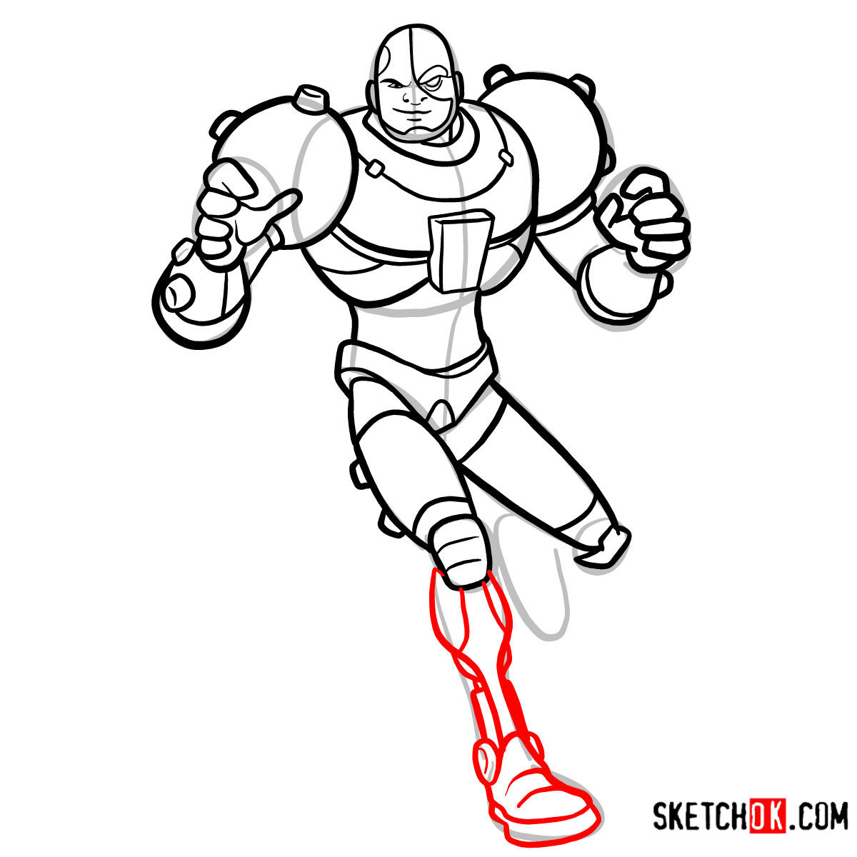 How to draw Cyborg | Teen Titans - step 13