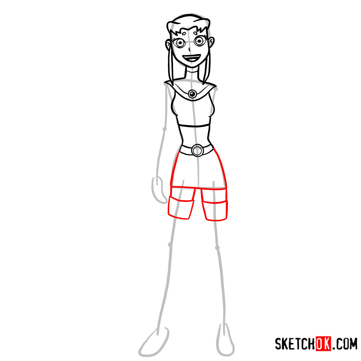 How to draw Starfire | Teen Titans - step 07