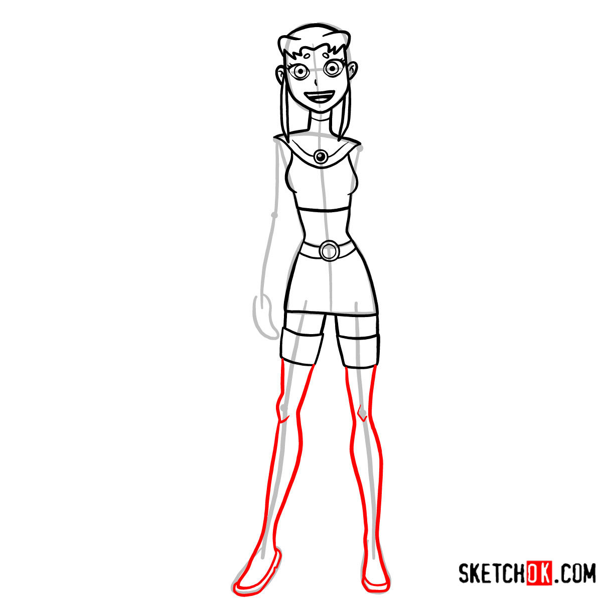 How to draw Starfire | Teen Titans - step 08