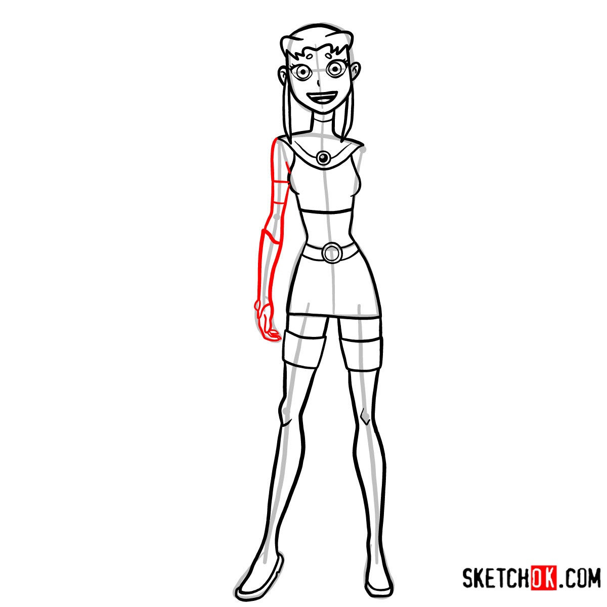 How to draw Starfire | Teen Titans - step 09