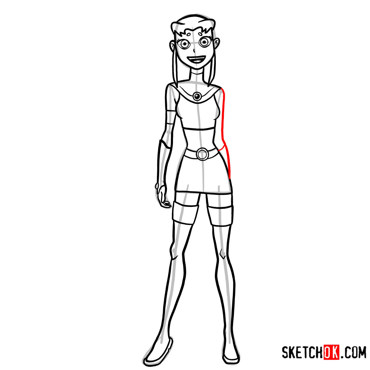 How to draw Starfire | Teen Titans - step 10