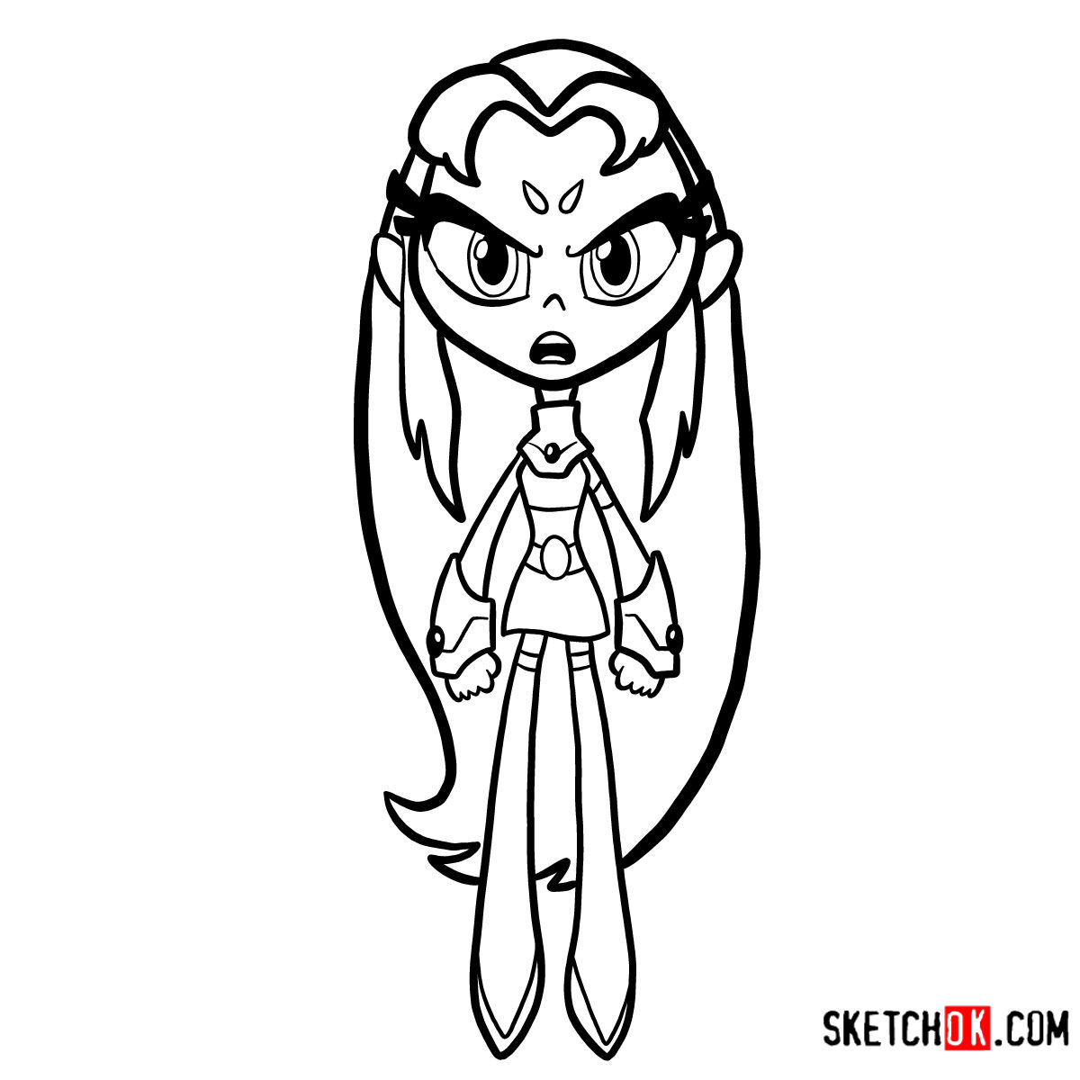 How to draw Starfire chibi | Teen Titans