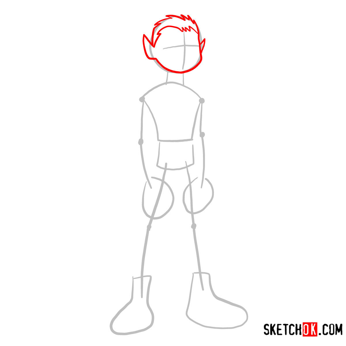 How to draw Beast Boy | Teen Titans - step 02