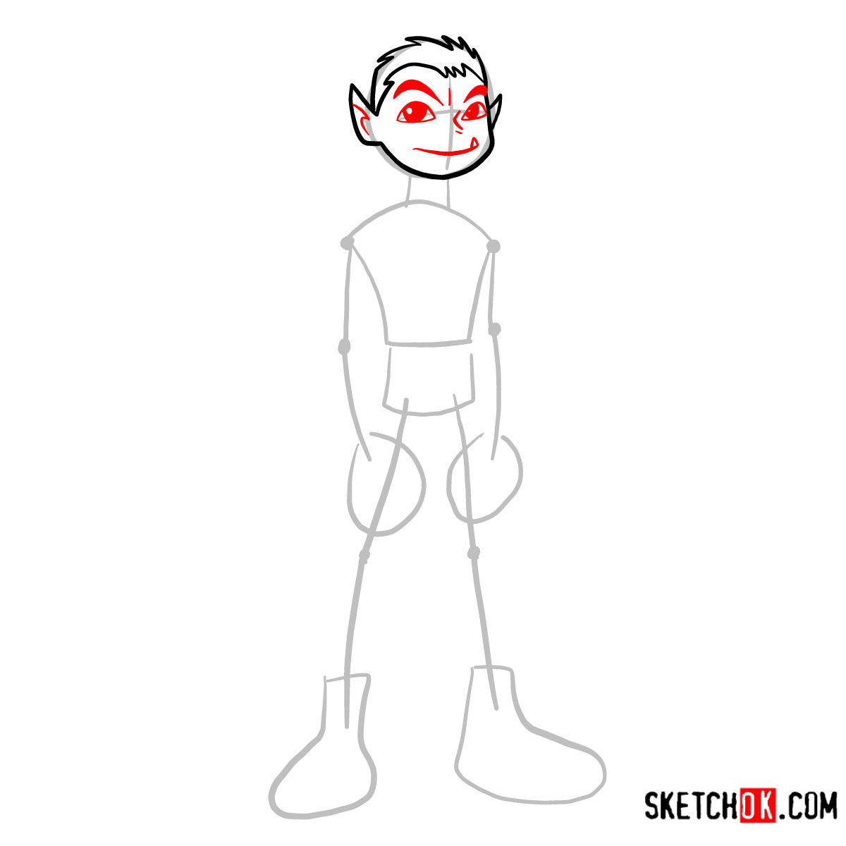 How to draw Beast Boy | Teen Titans - step 03