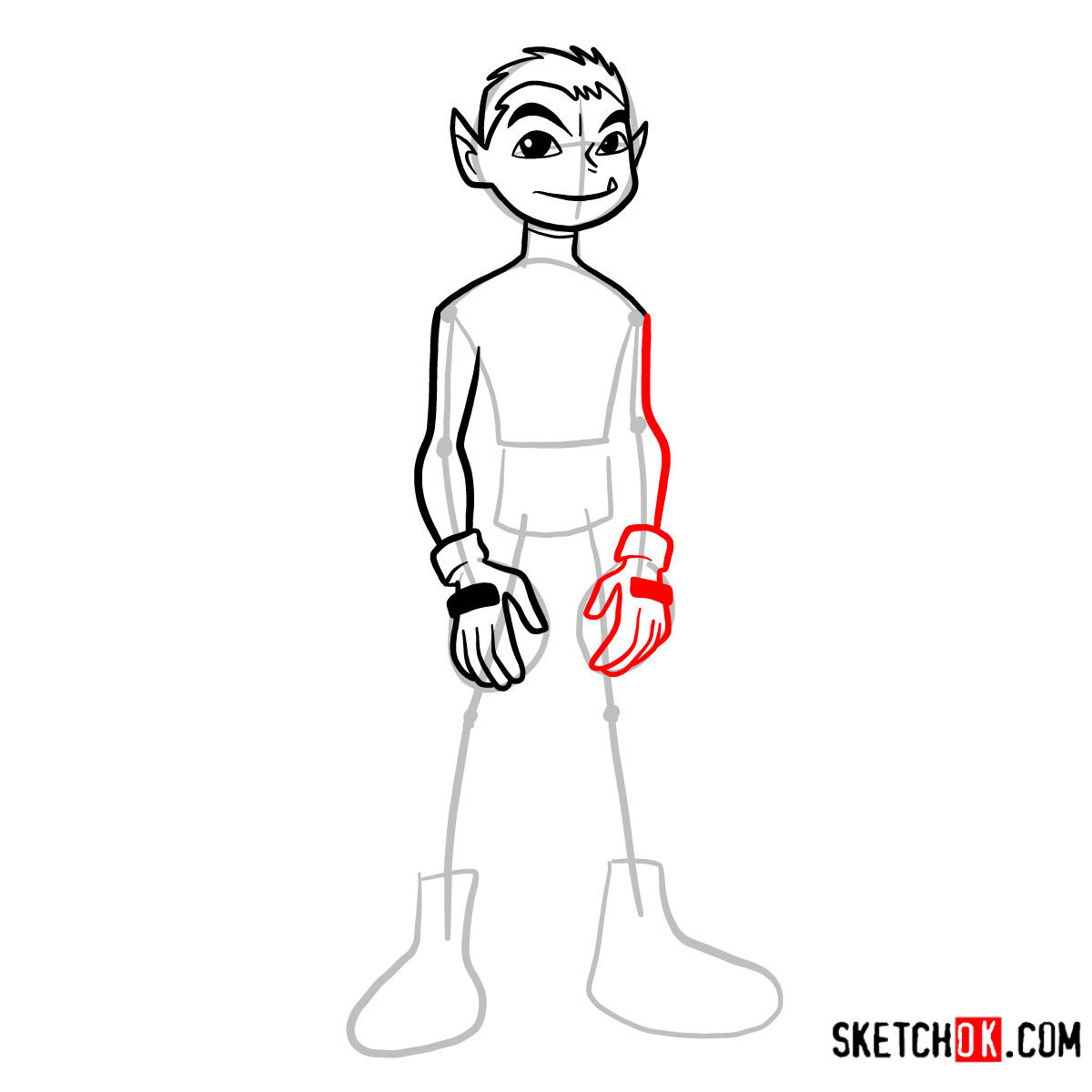 How to draw Beast Boy | Teen Titans - step 06