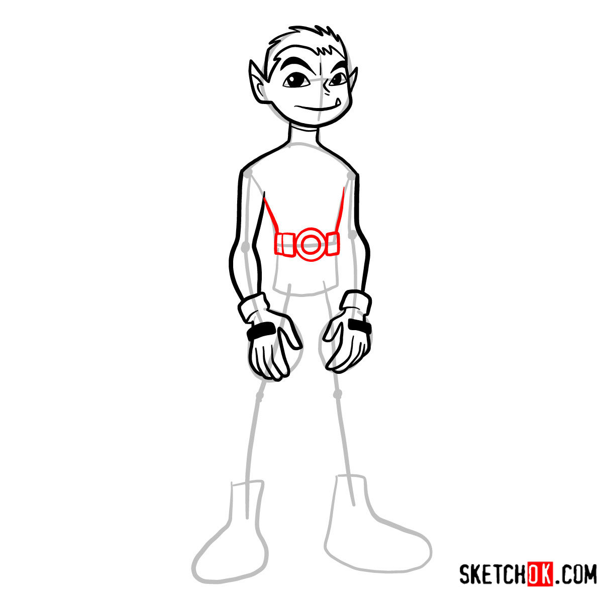 How to draw Beast Boy | Teen Titans - step 07
