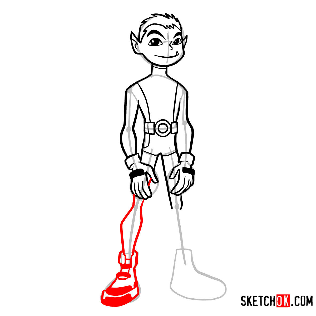 How to draw Beast Boy | Teen Titans - step 09