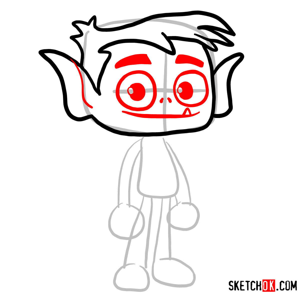 How to draw Beast Boy chibi | Teen Titans - step 03