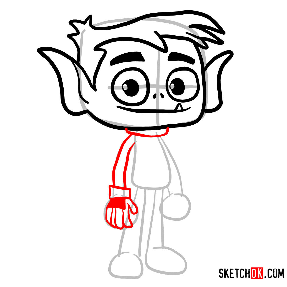 How to draw Beast Boy chibi | Teen Titans - step 04