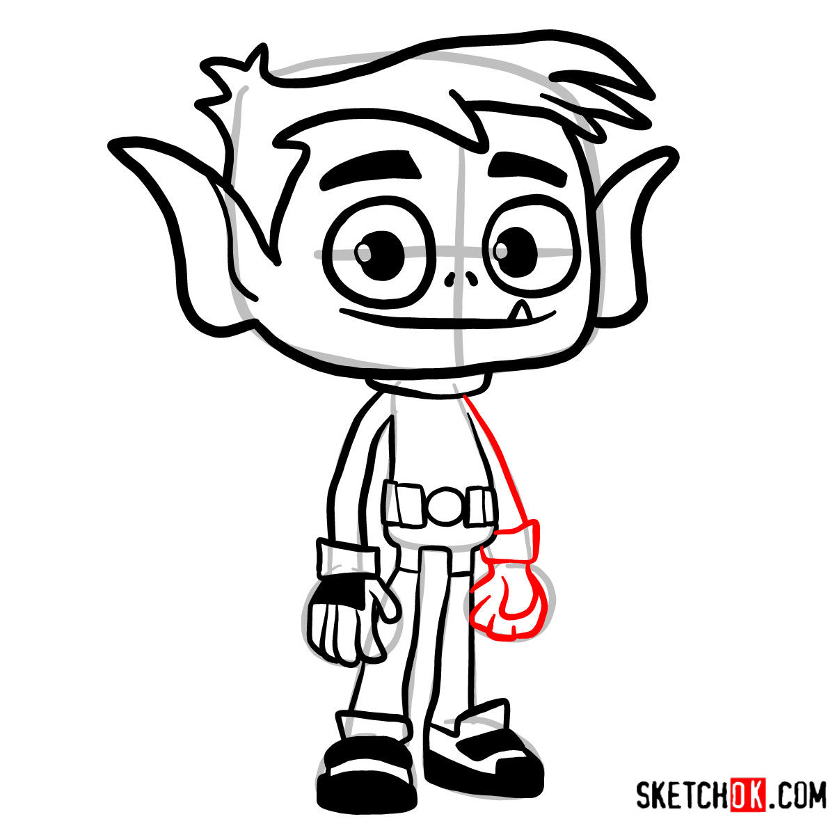 How to draw Beast Boy chibi | Teen Titans - step 08