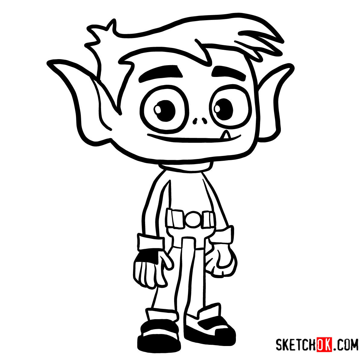 How to draw Beast Boy chibi | Teen Titans