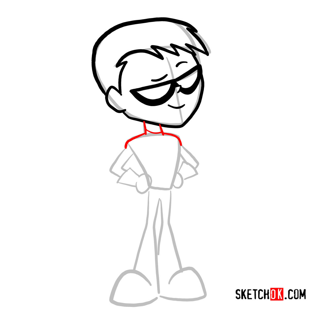 How to draw Speedy chibi | Teen Titans - step 04