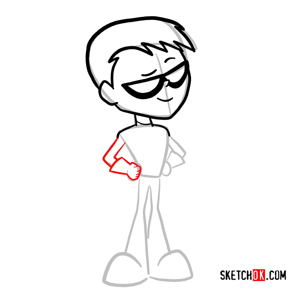 How to draw Speedy chibi | Teen Titans - step 05