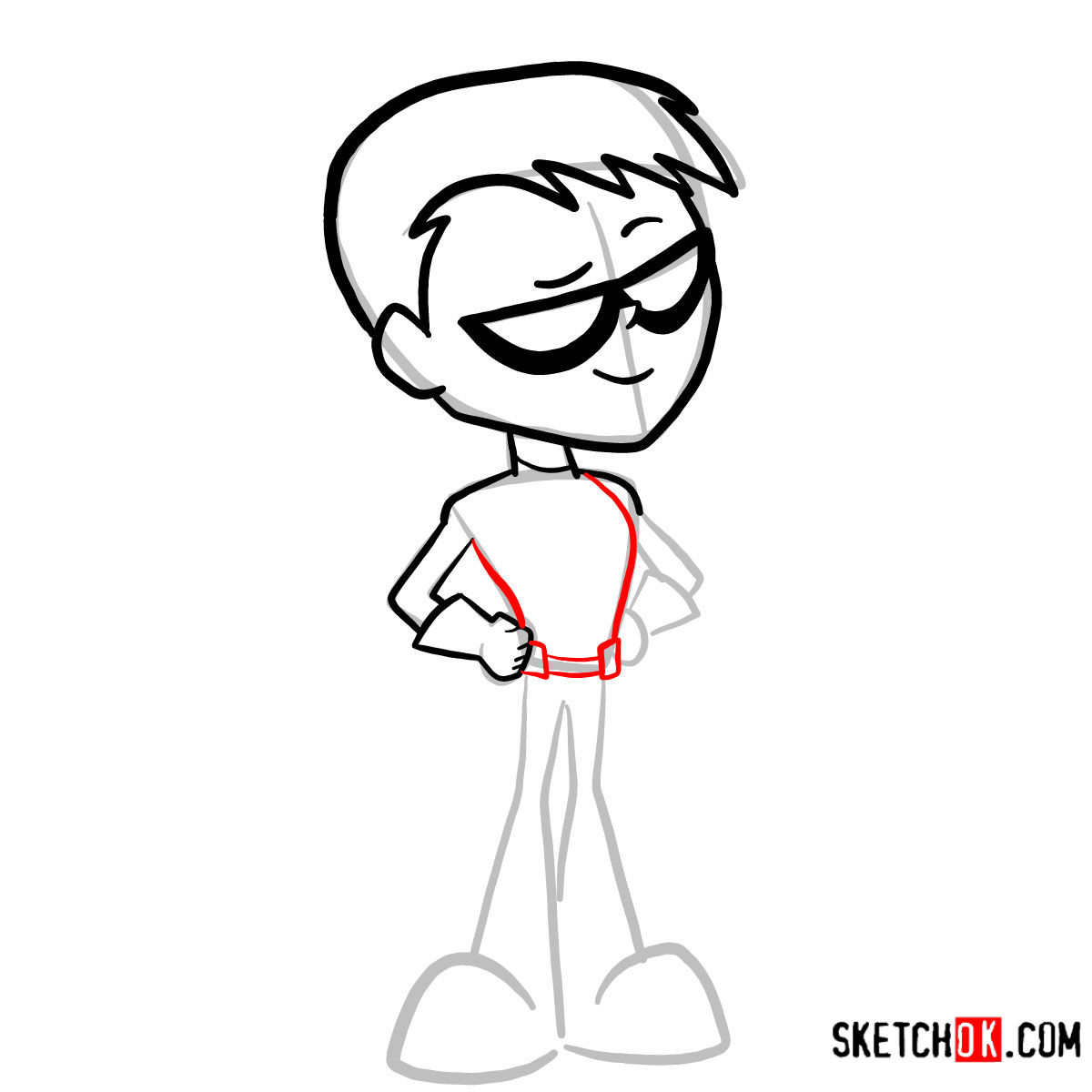 How to draw Speedy chibi | Teen Titans -  step 06