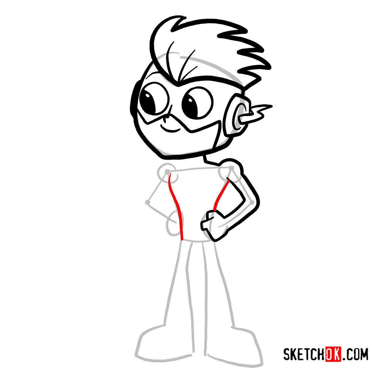 How to draw Kid Flash chibi | Teen Titans - step 05