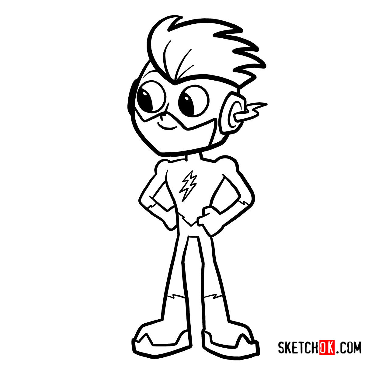 How To Draw Kid Flash Chibi Teen Titans Sketchok Step By Step Drawing Tutorials