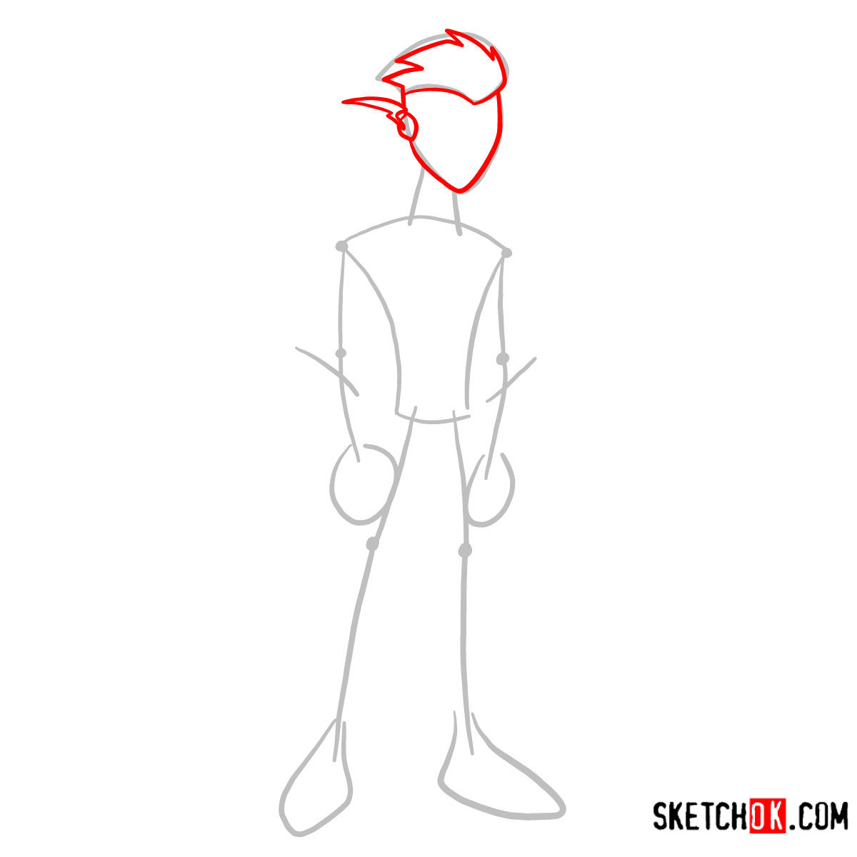 How to draw Kid Flash | Teen Titans - step 02