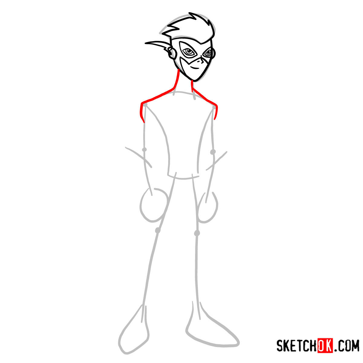 How to draw Kid Flash | Teen Titans - step 05