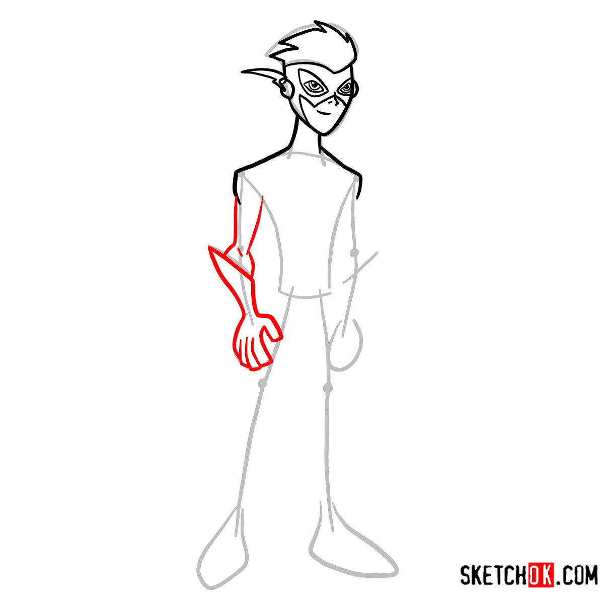 How to draw Kid Flash | Teen Titans -  step 06