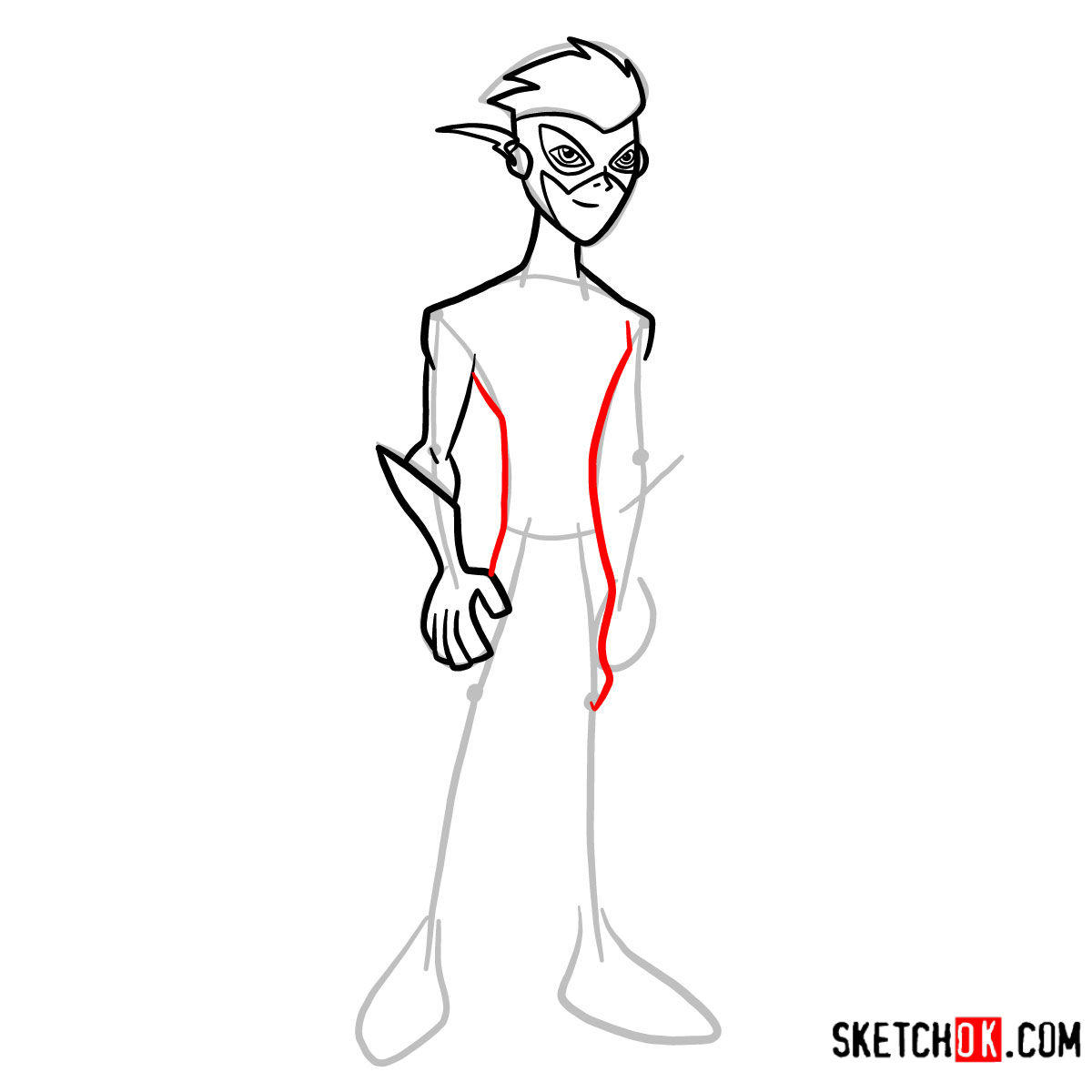How to draw Kid Flash | Teen Titans - step 07