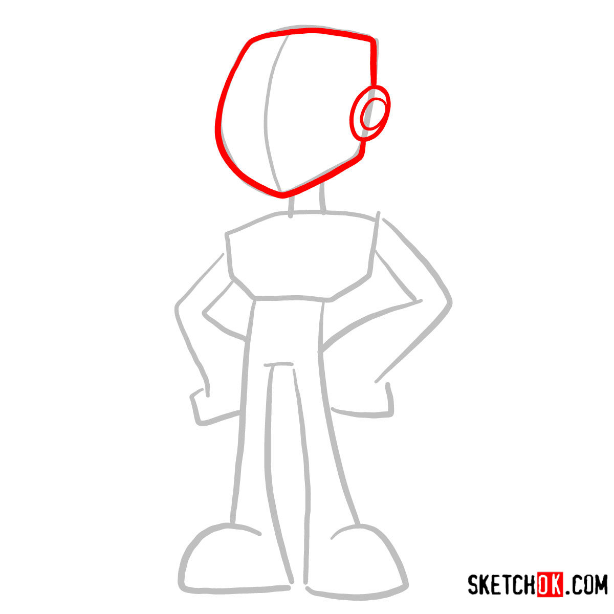How to draw Slade chibi | Teen Titans - step 02