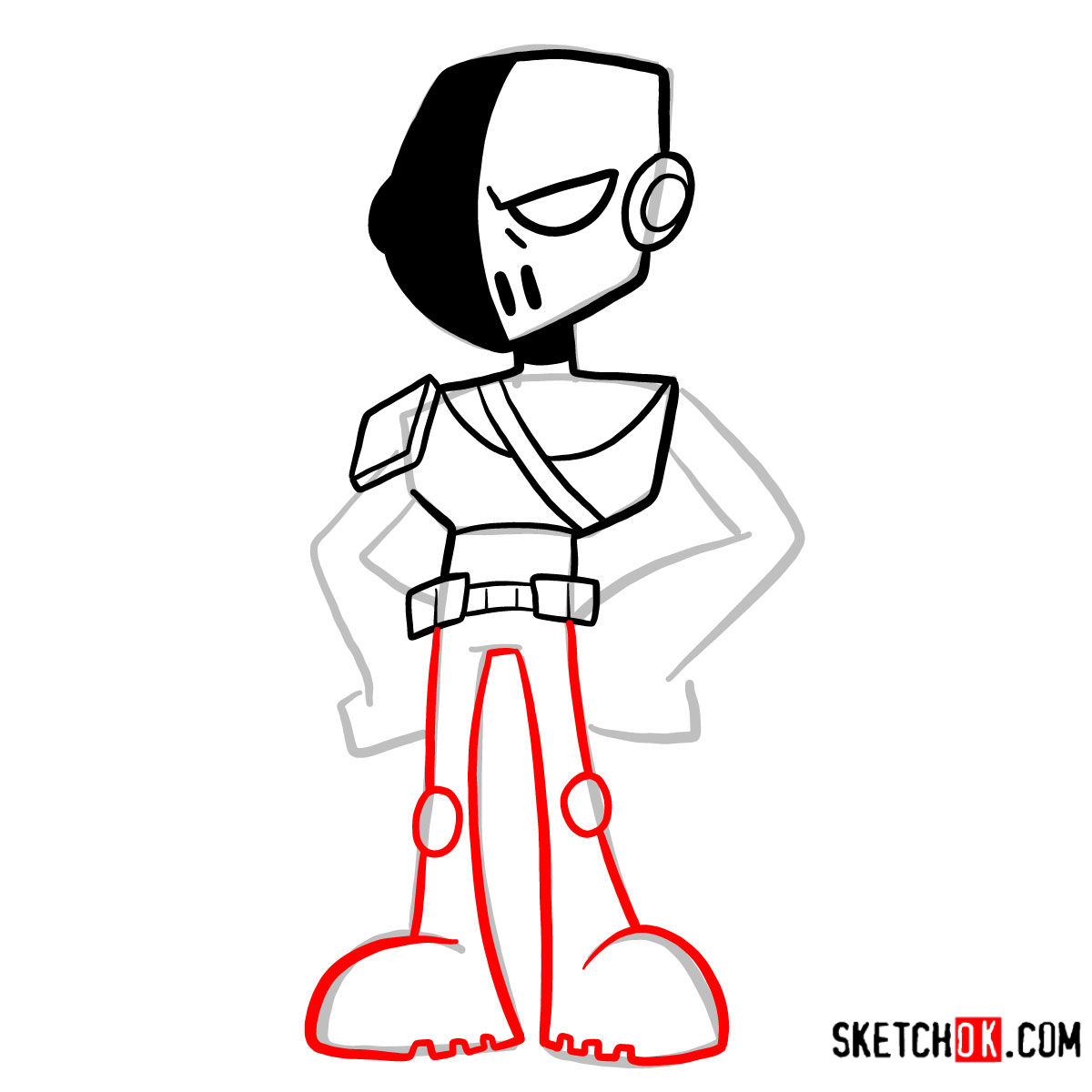 How to draw Slade chibi | Teen Titans - step 06