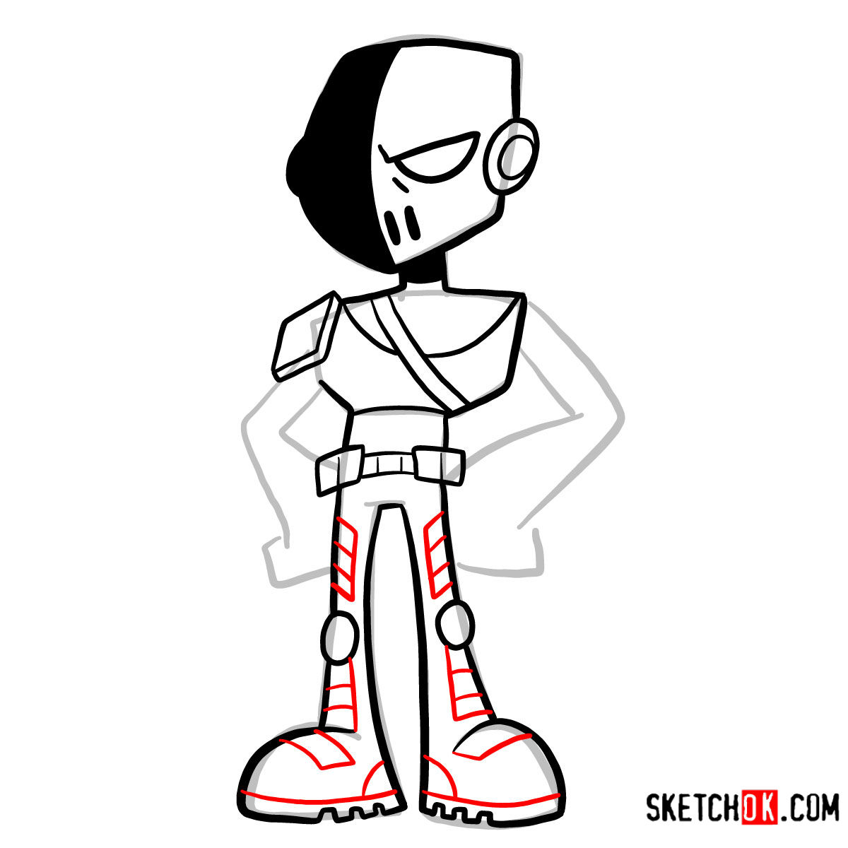 How to draw Slade chibi | Teen Titans - step 07