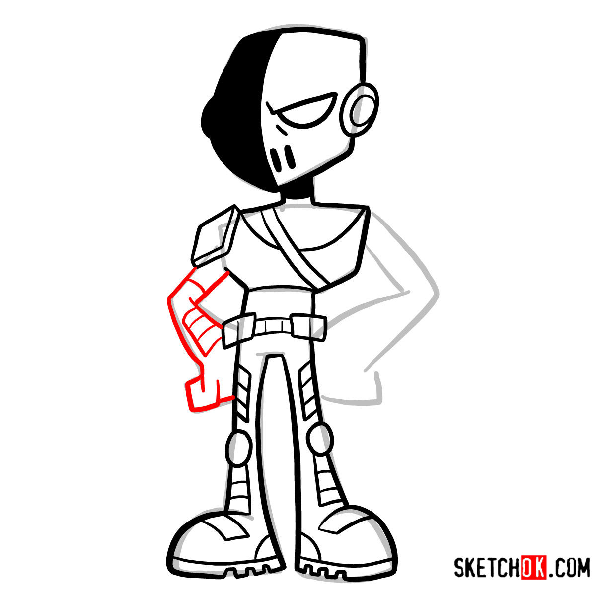 How to draw Slade chibi | Teen Titans - step 08