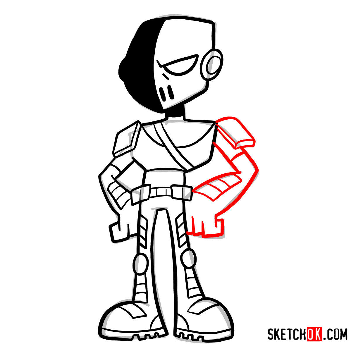 How to draw Slade chibi | Teen Titans - step 09