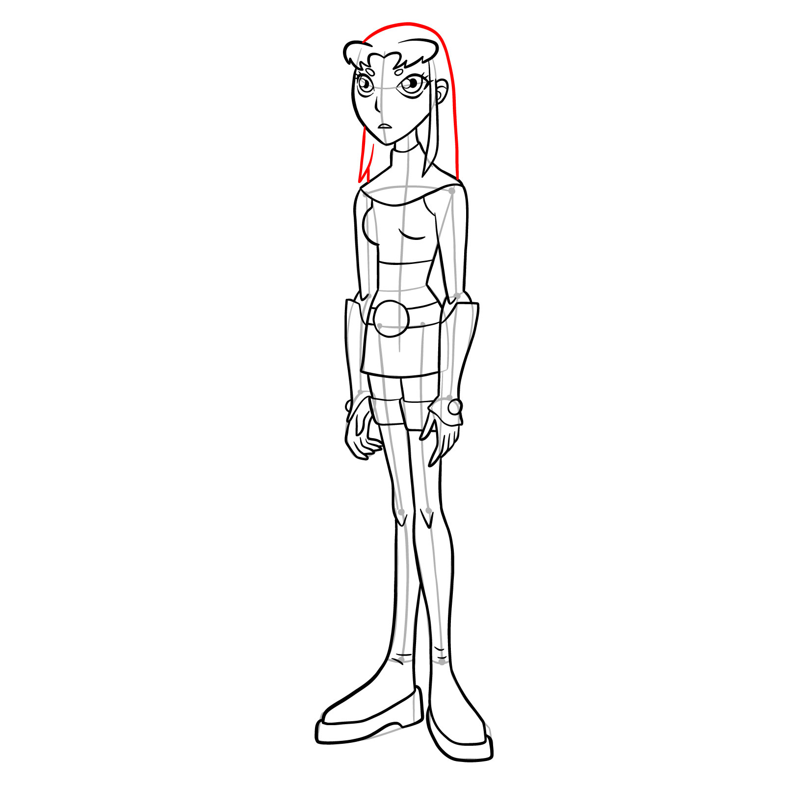 How to draw sad Starfire from Teen Titans - step 32