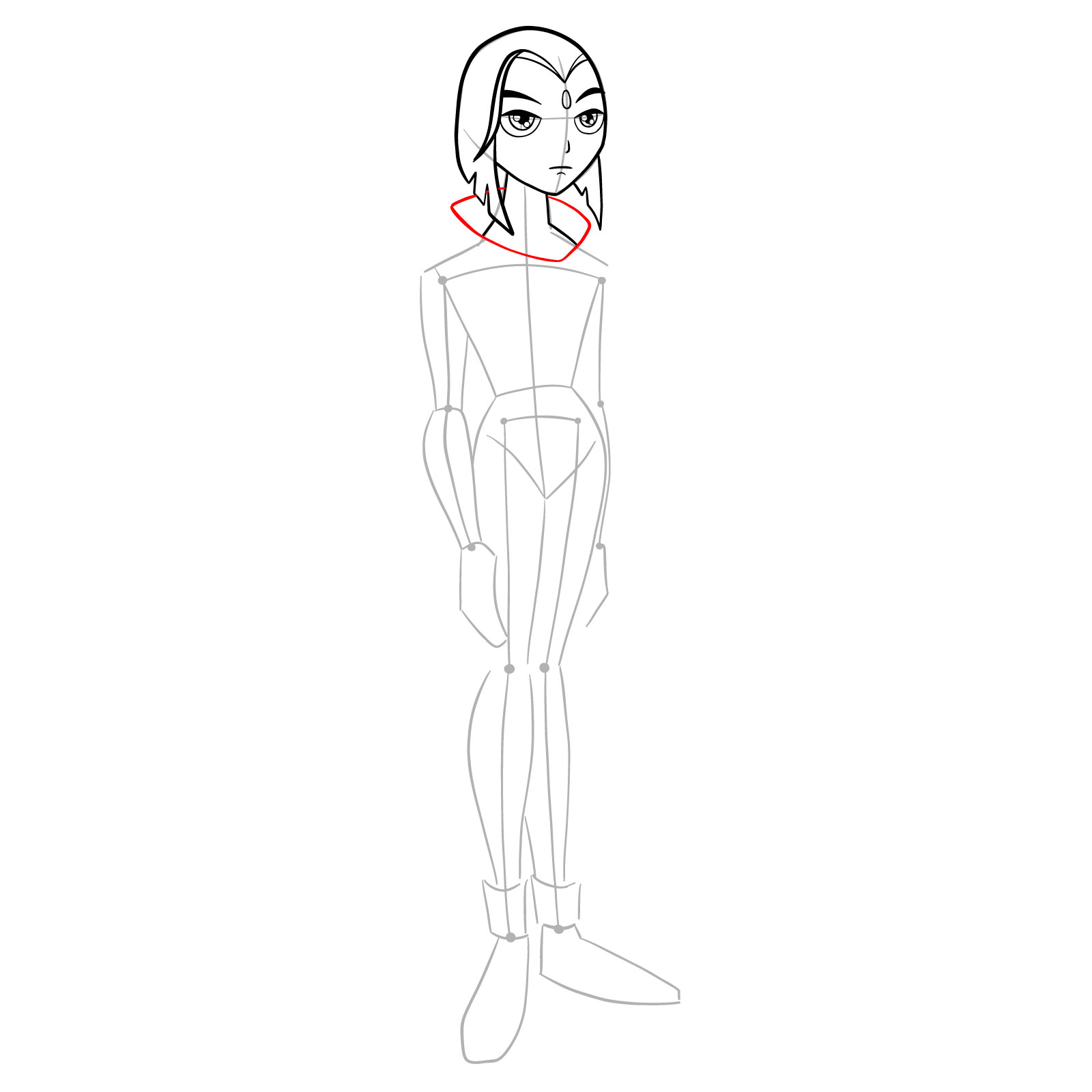 How to draw Raven without her mask - step 12