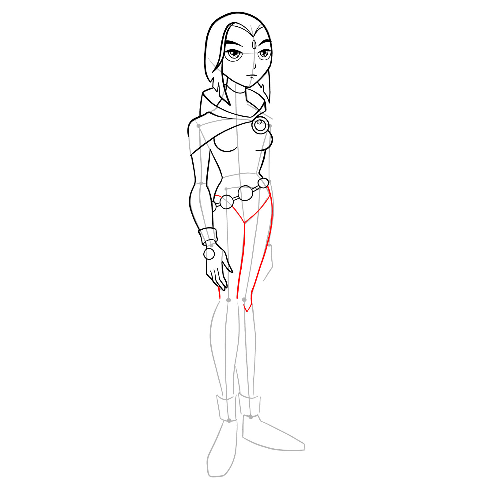 How to draw Raven without her mask - step 21