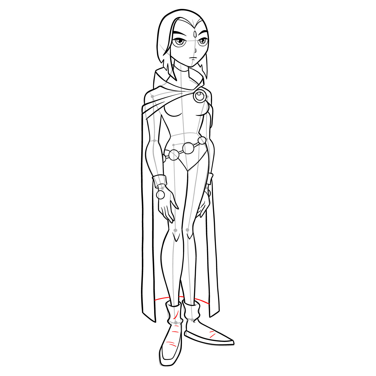 How to draw Raven without her mask - step 33