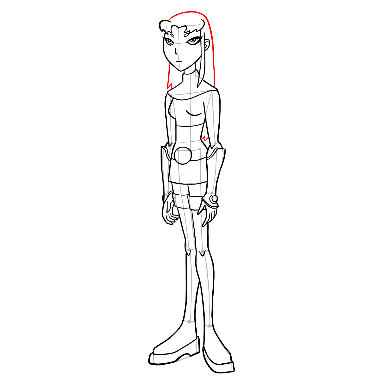 How to draw Blackfire from Teen Titans - step 28
