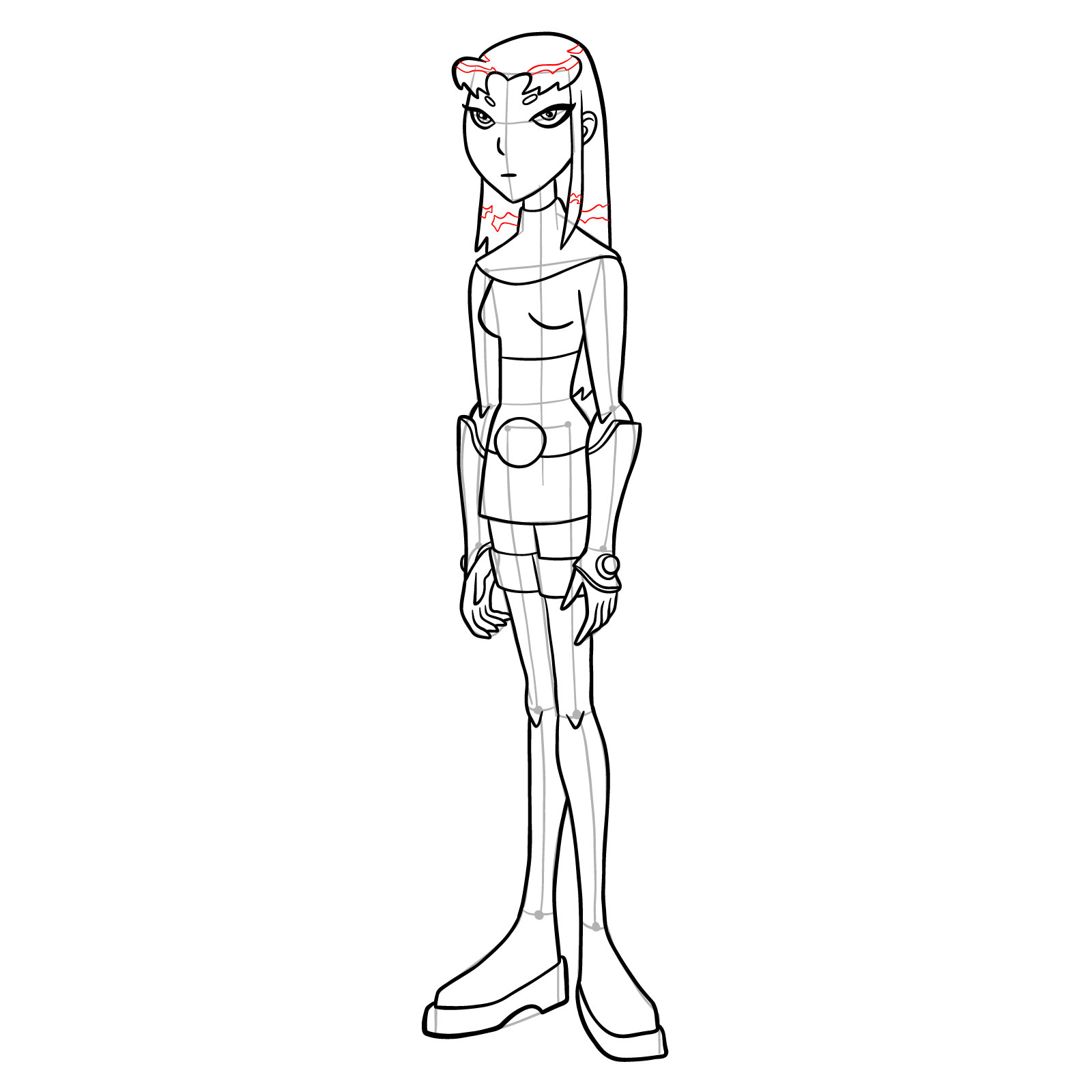 How to draw Blackfire from Teen Titans - step 29