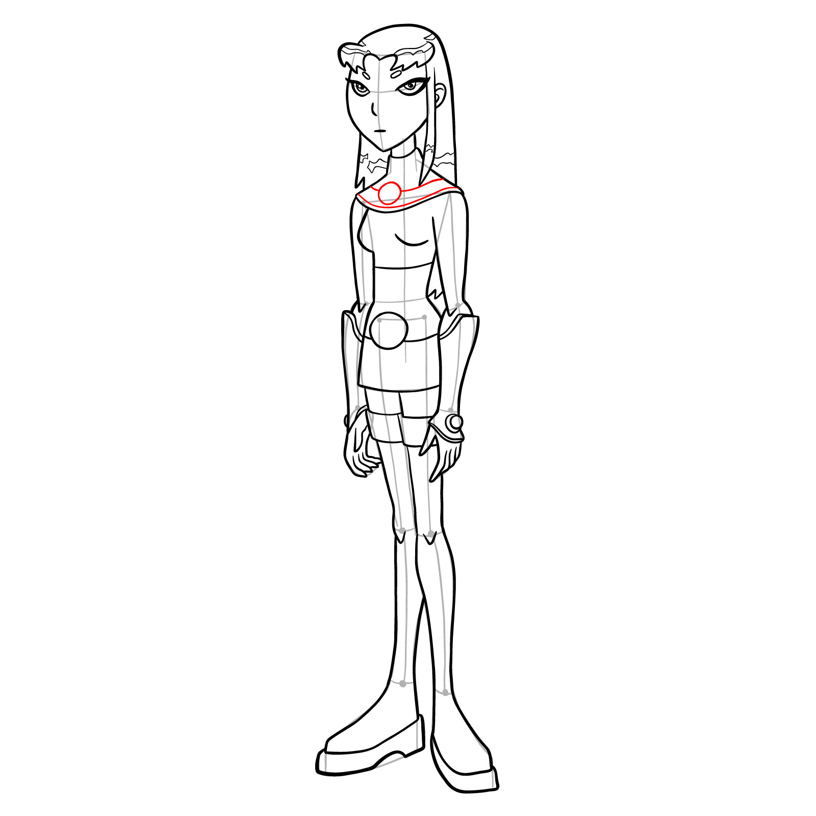 How to draw Blackfire from Teen Titans - step 30