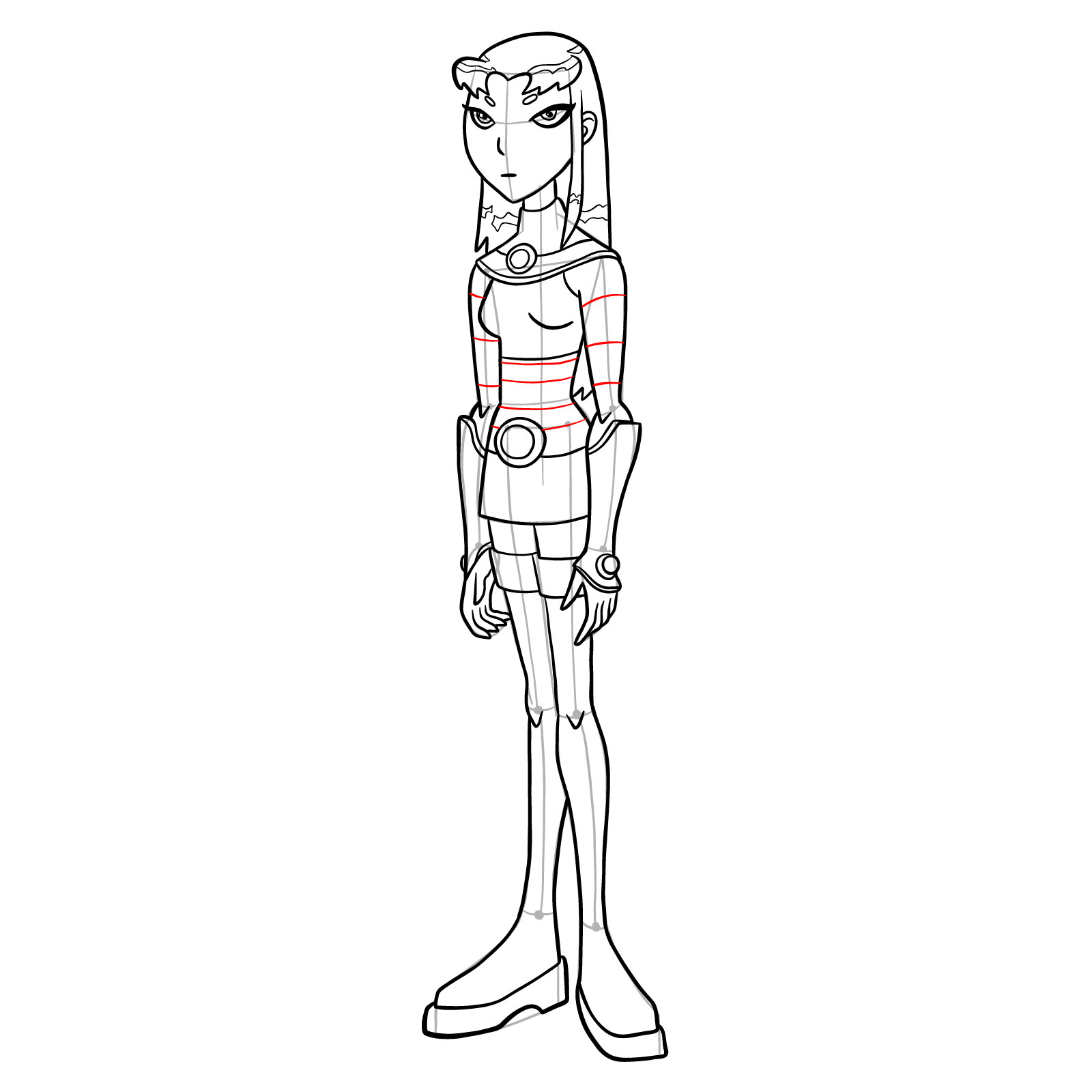 How to draw Blackfire from Teen Titans - step 32