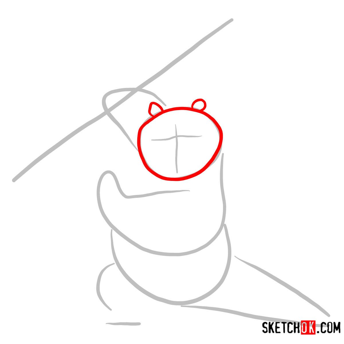 How to draw Po the Kung Fu Panda - step 02