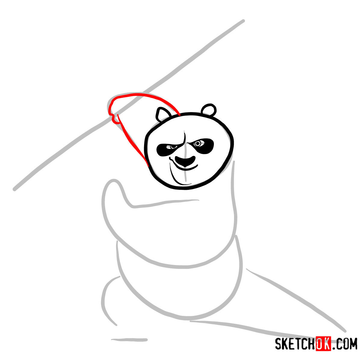 How to draw Po the Kung Fu Panda - step 04