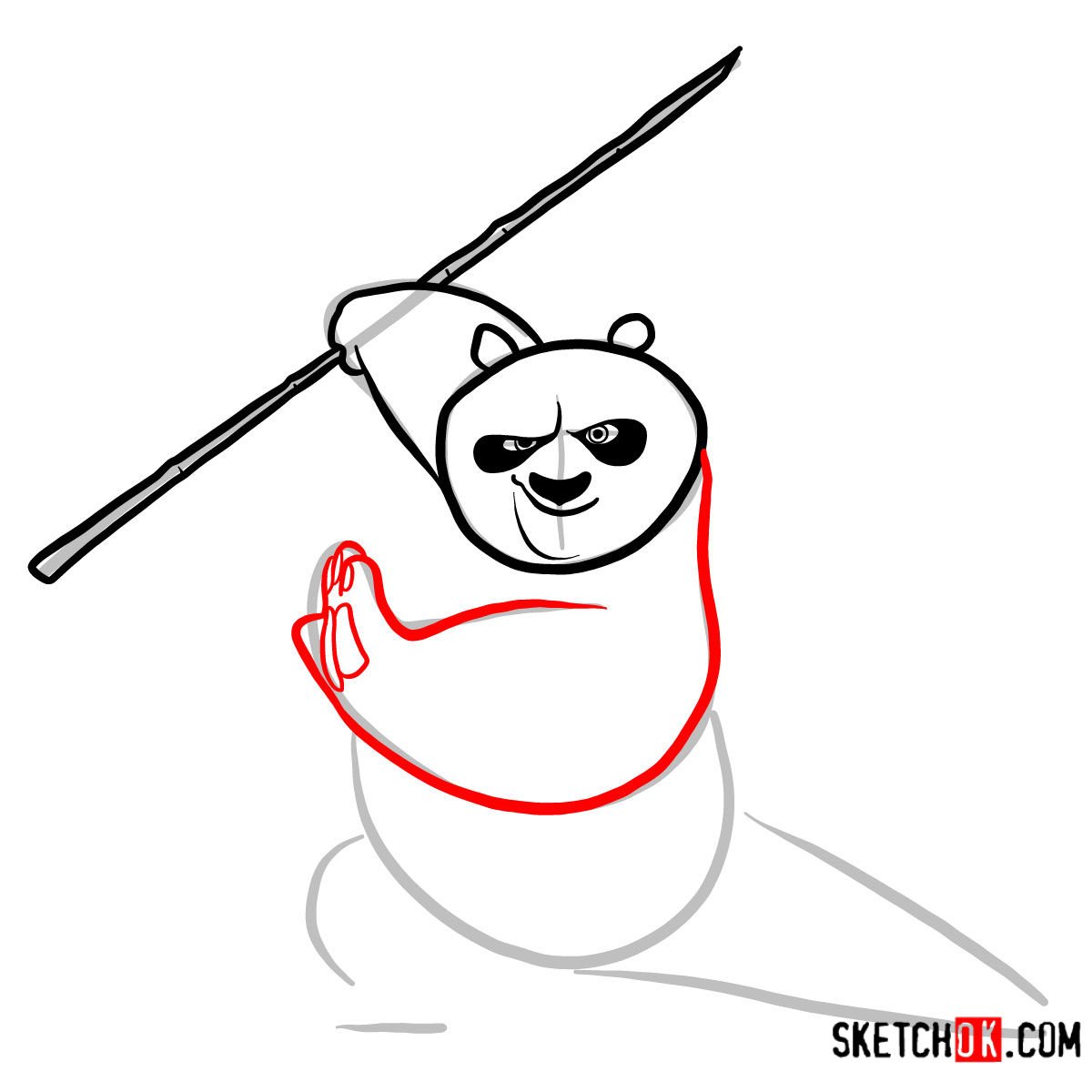 How to draw Po the Kung Fu Panda -  step 06