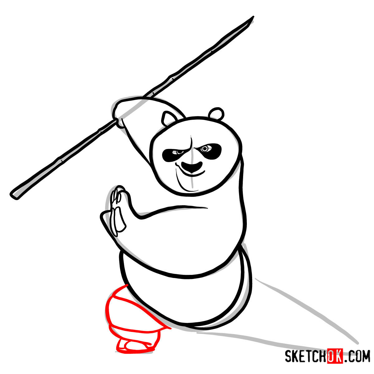 How to draw Po the Kung Fu Panda - step 08
