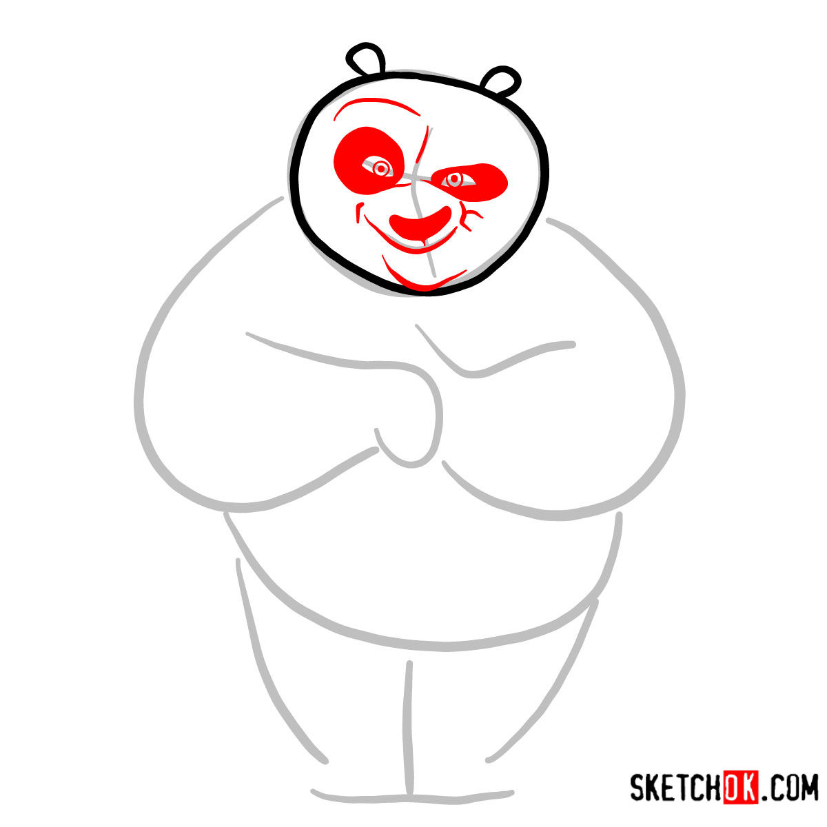 How to draw smiling Po | Kung Fu Panda - step 03