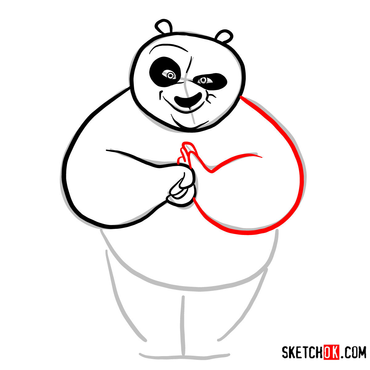 How to draw smiling Po | Kung Fu Panda - step 05