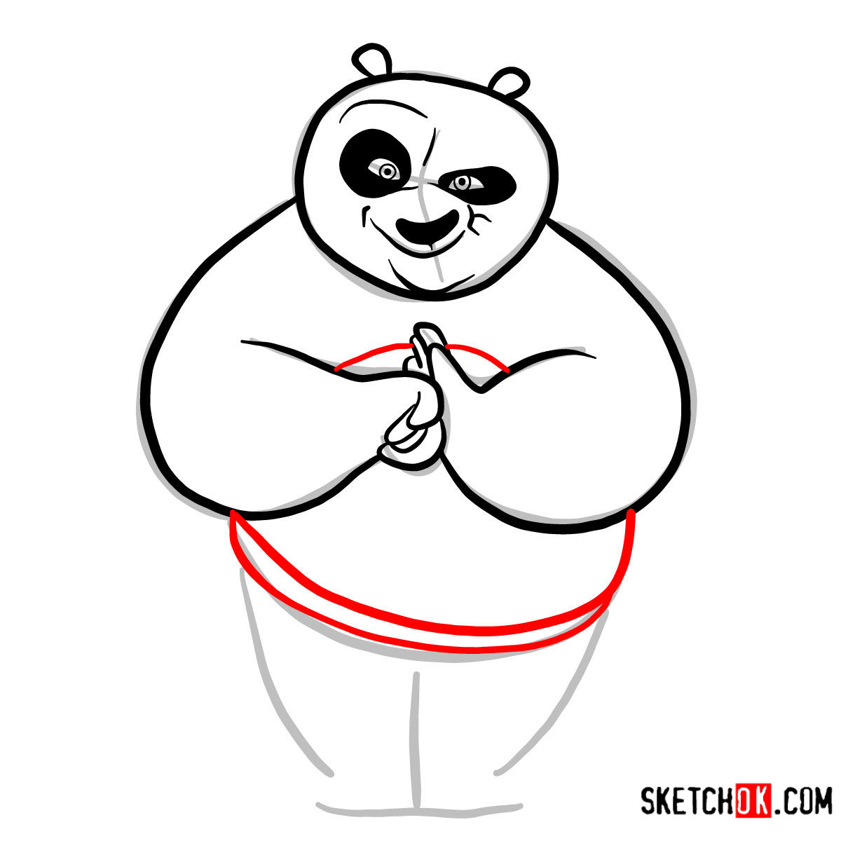 How to draw smiling Po | Kung Fu Panda -  step 06