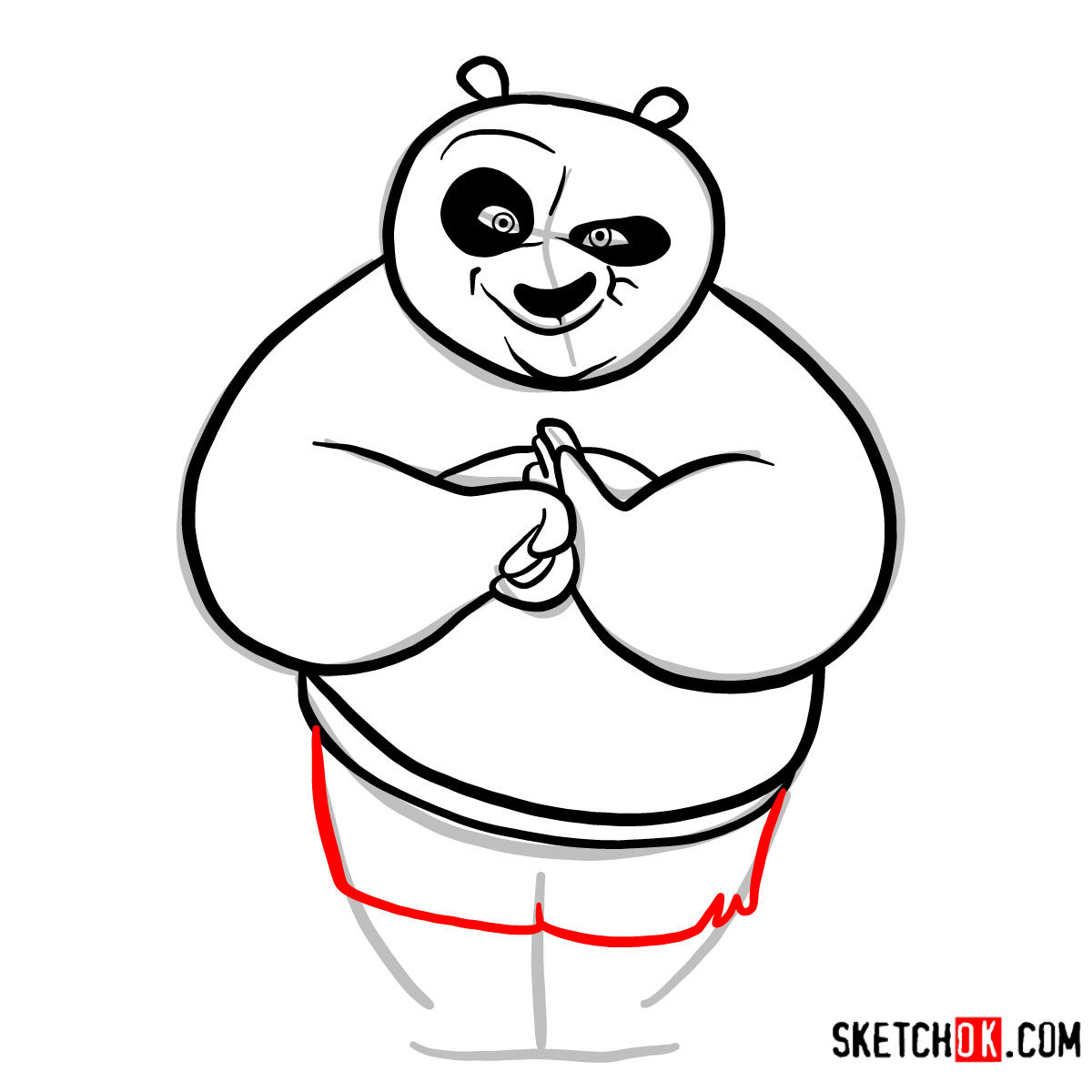 How to draw smiling Po | Kung Fu Panda - step 07