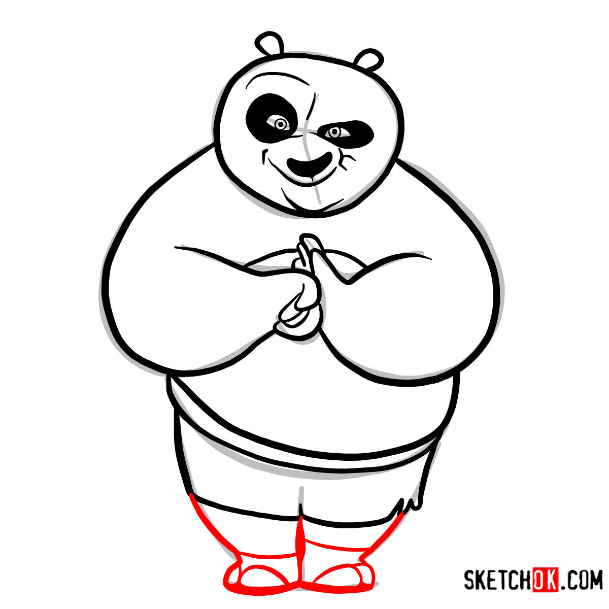 How to draw smiling Po | Kung Fu Panda - step 08