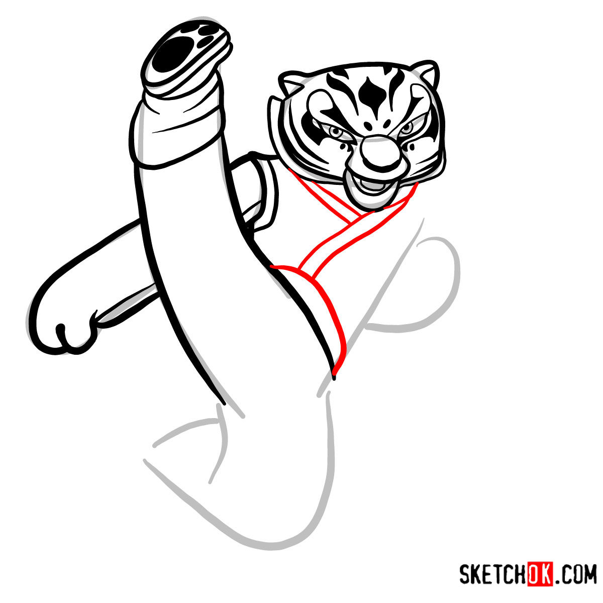 How to draw Tigress | Kung Fu Panda - step 09